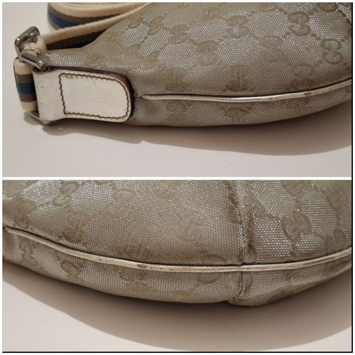 Gucci Crossbody Bag Metallic Silver Canvas used