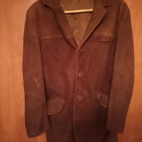 Vintage castor suede jacket used, slim fit, brown, size M