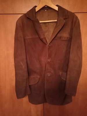 Vintage σακάκι καστορι/σουεντ στενή γραμμή, μέγεθος medium, μεταχειρισμένο