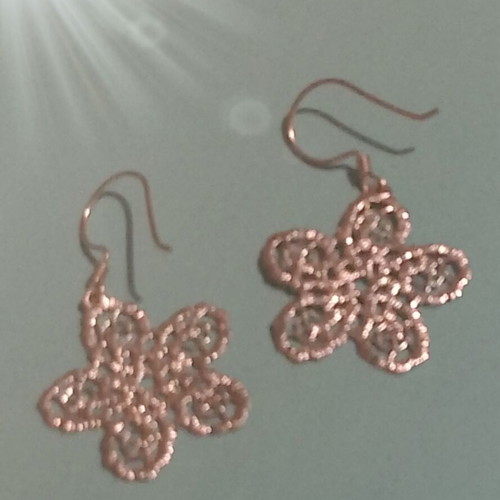 Silver 925 carved flower earrings, handmade