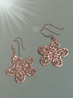 Silver 925 carved flower earrings, handmade