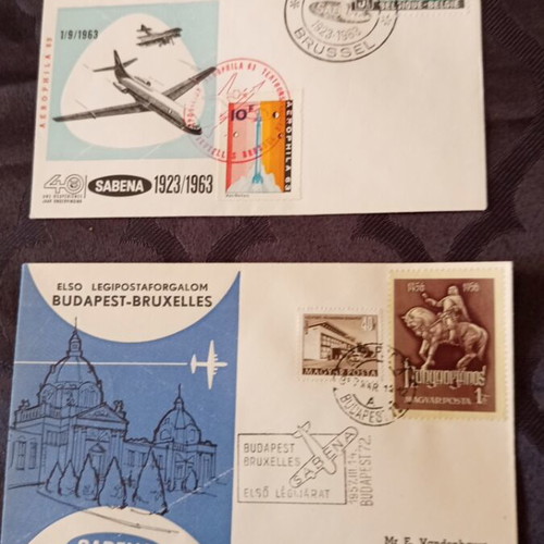 First Flights Belgium Sabena 1957 and 1963 used stamps