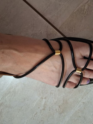 Leather sandals C&C Fashionstreet new, black and gold, size 41