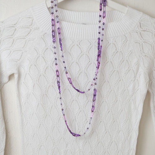 Delica Beaded Necklace made to order, soft pink-purple