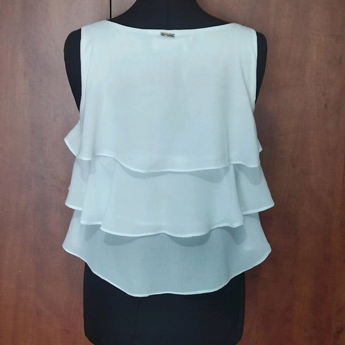 BSB Sleeveless Blouse with Layered Ruffles like new, white