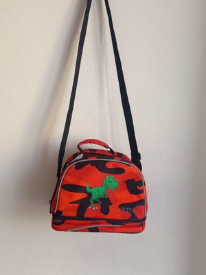 Polo Kid's Fun Rex insulated lunch bag used, red dinosaur camouflage