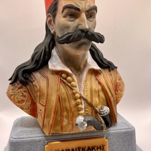 Bust of G. Karaiskakis resin 3D print with acrylic paint 15 cm