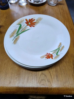 Shallow plates set of 2 with flowers used, 23 cm diameter