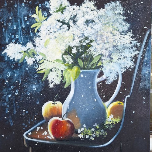 Painting Zад прозореца oil on canvas 40/50, new