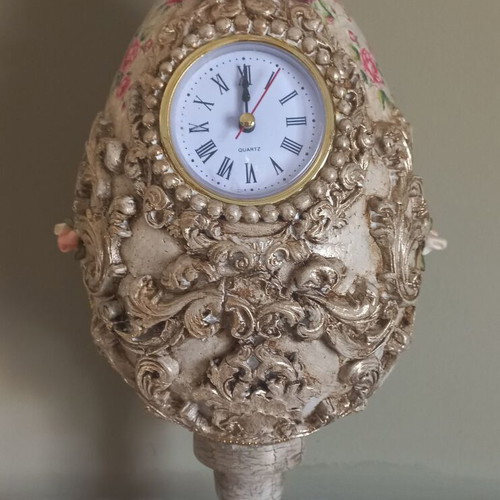 Handmade Easter egg with clock, new