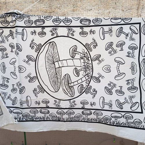 Summer Sarong 100% Viscose Indie Hippie Mushroom Print