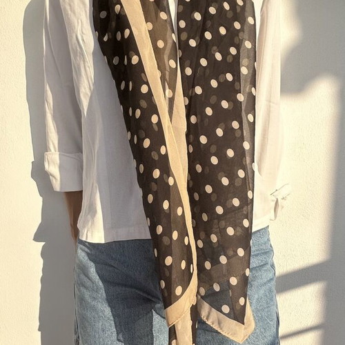 Achilleas Accessories polka dot scarf, black and beige