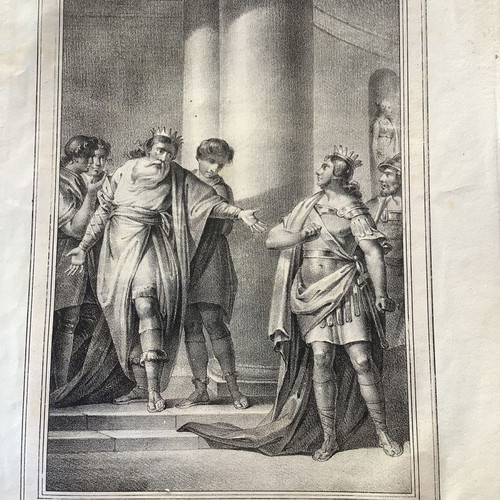Minos King of Crete lithography used, rare Italian
