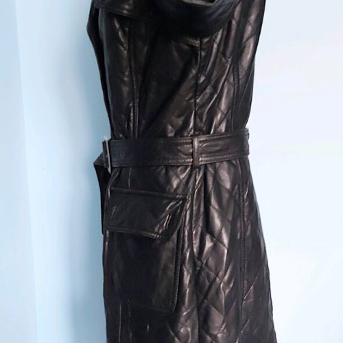 Paisley Park women's quilted leather coat used, black