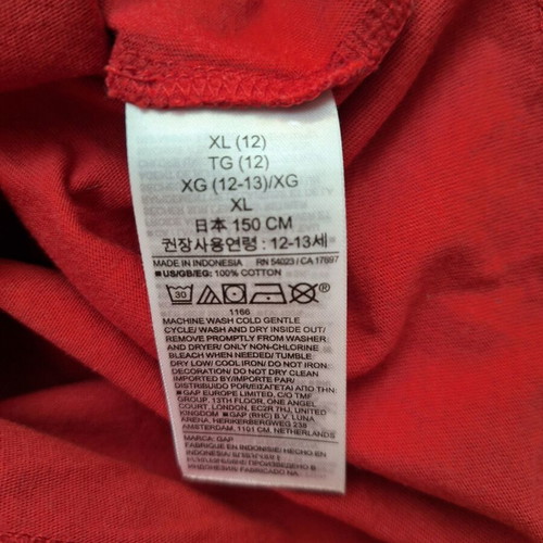 Gap Kids long sleeve red top with shiny LOVE floral print, size 12-13
