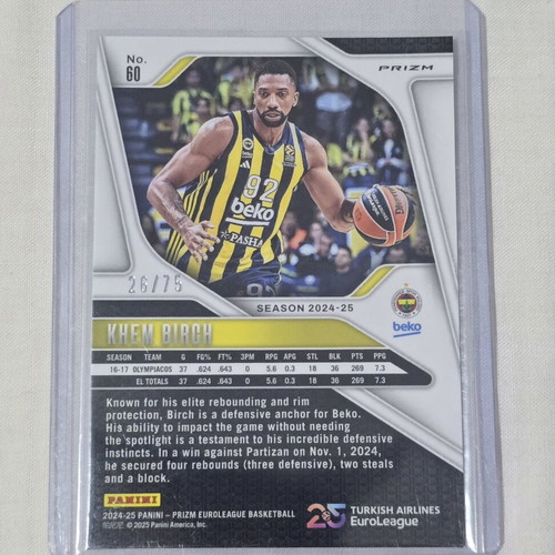 Khem Birch Red Prizm EuroLeague 2024-2025 card like new