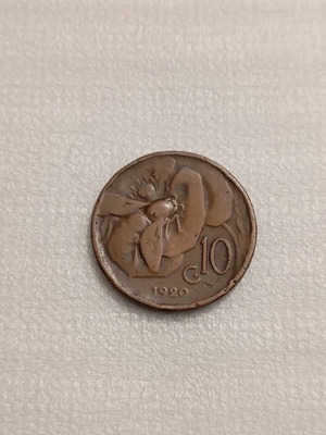 Νόμισμα 10 Centesimi 1920 Ιταλίας Βιτόριο Εμανουέλ Γ' σαν καινούργιο, χάλκινο