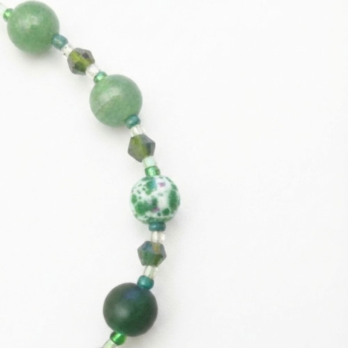 Handmade double necklace with natural stones and sun pendant, new