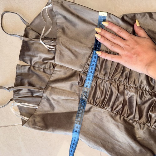 Dress size S, beige and brown