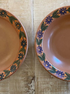 Pair of ceramic plates used 26cm with Maria Banou signature