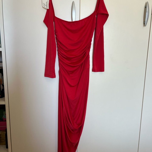 Red long women's dress with off-shoulder new