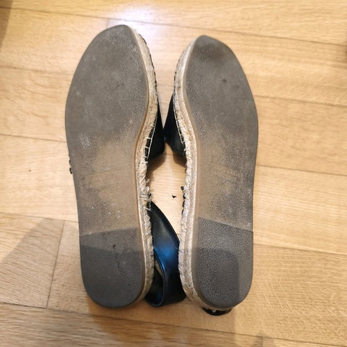 Zara slingback espadrilles size 38 used, black faux leather