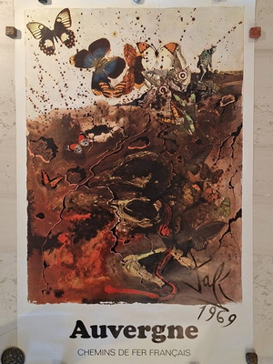 Χρωμολιθόγραφη αφίσα Salvador Dali σαν καινούργιο, Auvergne 1969