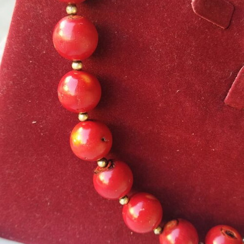 925 Silver Necklace with Natural Red Coral, New