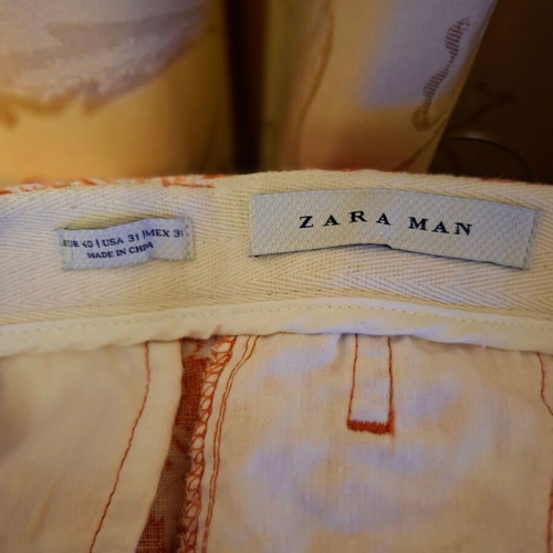 Zara men's orange linen bermuda shorts like new