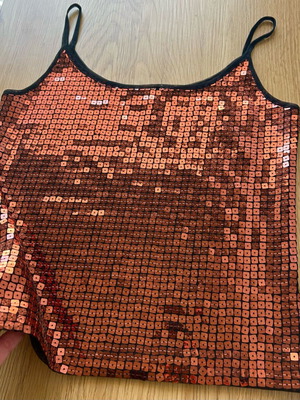 Vintage sequin top like new, brown and orange, size S