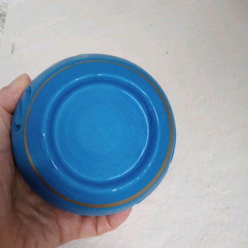 Ceramic vase from Naxos like new, blue with gold details