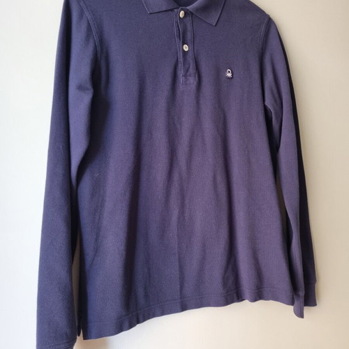 Benetton long sleeve polo shirt, blue, age 11-12, unisex