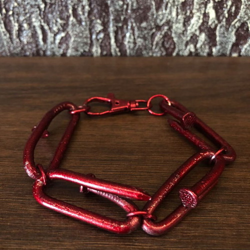 Metallic Red Steel Statement Bracelet