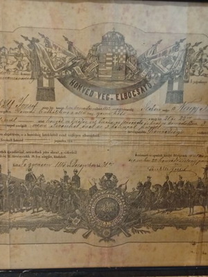 Military lithograph award, very old and rare collectible