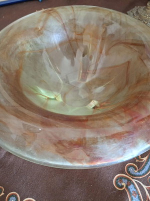 Murano Style Bowl like new, handmade blown glass with golden highlights
