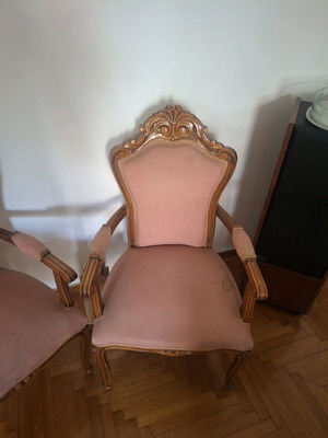 Armchairs, set of 2, pink upholstery