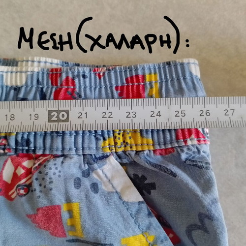 Boys' swim shorts used, size 110-116, blue with car print