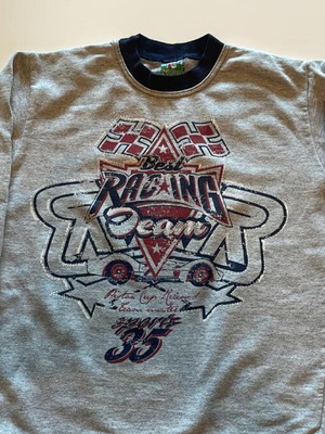 Children's long-sleeve sweatshirt size 10, grey melange with racing print