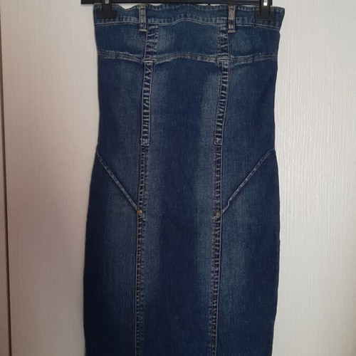 Strapless jean dress Paranoia like new, size M, black and blue