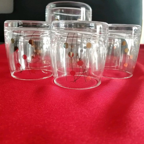 Whiskey Glasses with Ice Bowl Set like new, retro mid-century design