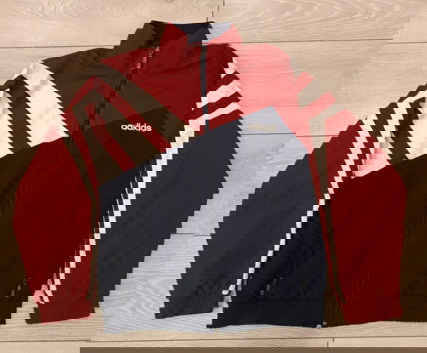 Vintage adidas ζακέτα 90s – Μπορντό μπλε με τριπλή ρίγα