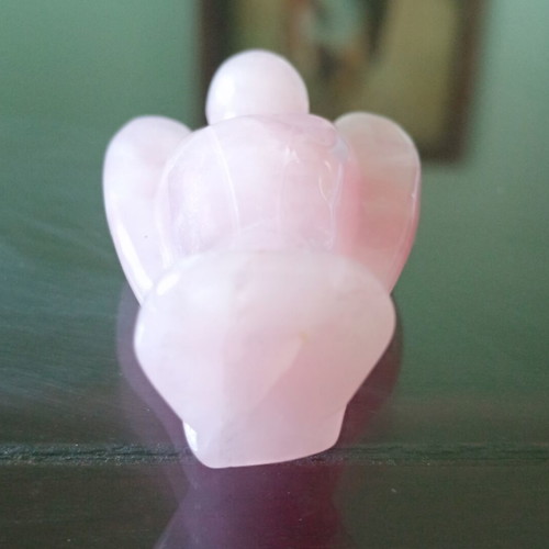 Rose quartz angel hand carved semi-precious stone like new