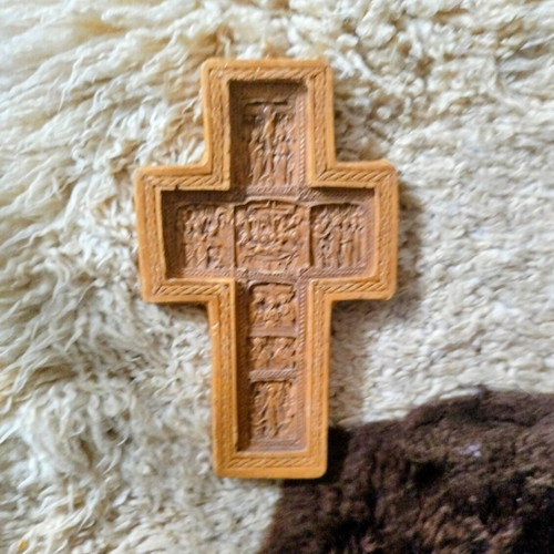 Handmade wall cross from pure beeswax and incense like new