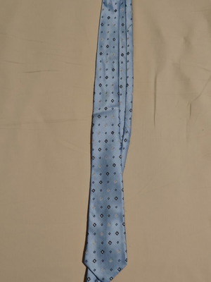 Children's tie light blue with diamond patterns like new