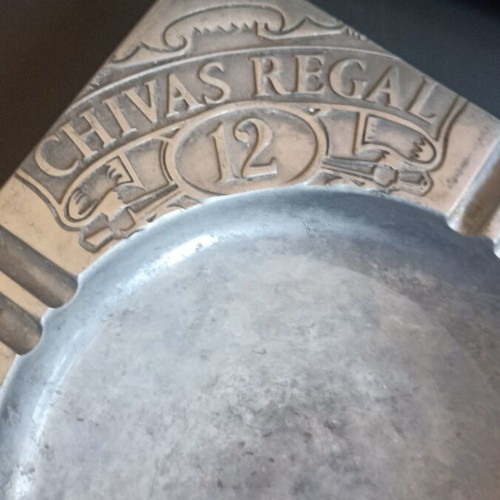 Vintage Chivas Regal 12 Metal Ashtray Cast Aluminum