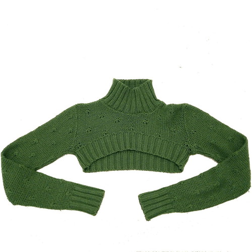 Berska knitted crop top size M green