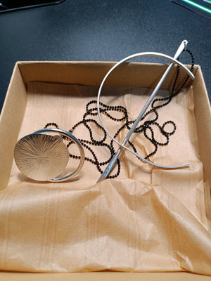 Handmade long necklace set with ring silver new