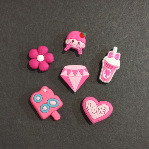 Crocs charms pins jibbitz set like new, white and pink