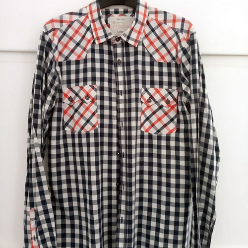 Republic men's checked shirt used, long sleeve, 100% cotton