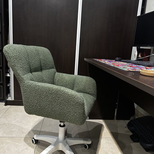 Office chair new, boucle fabric and metal